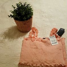 Nwt Stretchy Tank Top From Caution To The Wind. Orange/Peach And White Stripe. Cheap Orange Crop Top For The Beach, White Stripe, Tank Tops, Womens Tops, Orange, Women Shopping, Color