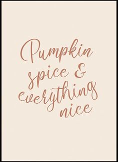 the words pumpkin spice and everything nice written in copper ink