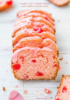 a long loaf of strawberry bread sitting on top of a table