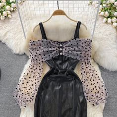 Materials: other Size: s, m, l Color: pink, yellow, black Suspender Dress, College Outfits, Yellow Black, Pink Yellow, Sleeveless Dress, Lace Top, Mosaic, Dots, Mesh