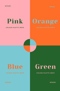 four different colors are shown with the same font and numbers on each color scheme, including orange, pink, blue, green, and red