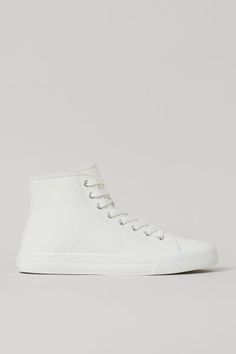 Canvas High Tops - White - Men | H&M US 4 Smart Shoes, Pool Shoes, White Espadrilles, Sir William, Suede Trainers, Slip On Trainers, Deck Shoes, Black Trainers, Twill Shirt