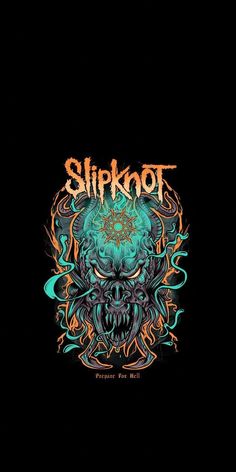 a black background with an image of a skull and the words slipknot on it