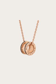 B.zero1 Rock necklace with 18 kt rose gold pendant with studded spiral, black ceramic inserts on the edges and 18 kt rose gold chain  $3,000.00 Rose Gold Chain, Rose Gold Pendant, Gold Collection