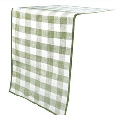 a green and white checkered table cloth