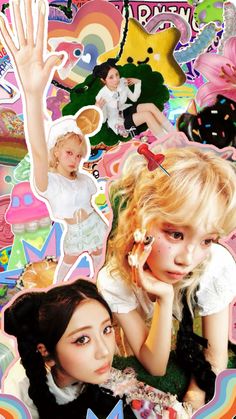 #yunjin #chaewon #le_sserafim #lesserafim #wallpaper #colorful #weirdcore #lesserafimcomeback #cb #oddfairyflossconcept #윤진 #채원 Lesserafim Wallpaper, Y2k Posters, Wallpaper Colorful, Simple Iphone Wallpaper, Kpop Posters, Kpop Aesthetic, Kpop Wallpaper, Visual Design, Graphic Poster