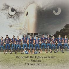 the football team is posing for a photo with an eagle on it's back