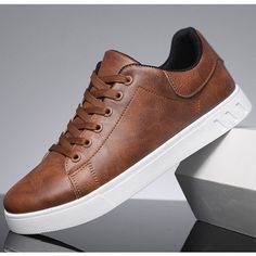 Category:Sneakers; Upper Materials:PU Leather; Lining Materials:PU; Gender:Men's; Toe Shape:Round Toe; Outsole Materials:Rubber; Closure Type:Lace-up; Function:Comfortable,Slip Resistant; Listing Date:10/08/2024 Casual Fashion Trends, Spring Fashion Casual, Casual Sneakers Women, Men Clothes, Modieuze Outfits, Dress Shoes Womens, Tenis Casual, Leather Shoes Men, Flat Sneakers