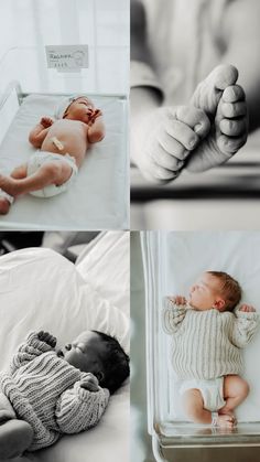 black and white photos of babies in their crib