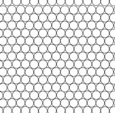 a black and white photo of circles on a wire mesh fence, with the top half drawn