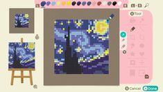 an image of the starry night in pixel art