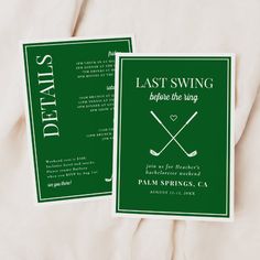 the front and back cover of a book with golf related text on it, along with an image of two crossed clubs