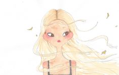 a drawing of a girl with long blonde hair