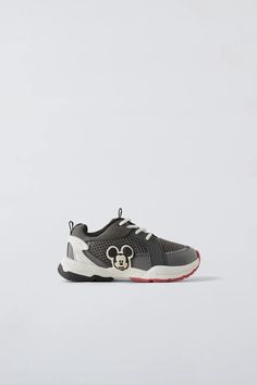 MICKEY MOUSE © DISNEY SNEAKERS - Gray | ZARA United States Disney Sneakers, Kids Studio, Cargo Shirts, Trench Jacket, Cardigan Sweater Dress, Leather Shirt, Sneakers Grey, Elastic Laces, Clean Laundry