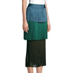 Beautiful Skirt. Will Fit Xxs, Xs & S. It Has Great Stretch And Contours The Body All At The Same Time. Layered Fringe, Beautiful Skirt, Fringe Skirt, Herve Leger, Beautiful Skirts, Women Skirts Midi, The Body, Midi Skirt, Blue Green