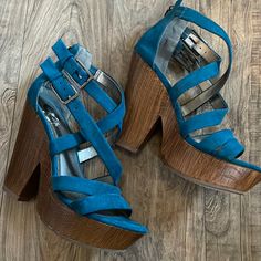 Brand New And Fabulous! Guess Shoes, Platform Sandals, Boho Chic, Blue Green, Color Blue, Women Shoes, Sandals, Brand New, Green