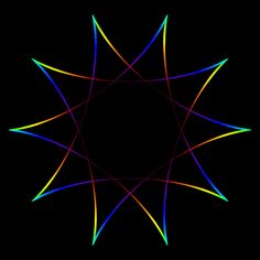 an image of a colorful star in the middle of a black background with rainbow lines