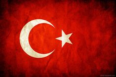 the flag of turkey is painted on an old, grungy paper textured background