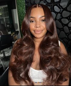 Medium Chocolate Brown Hair, Pelo Color Vino, Honey Brown Hair, Hairstyle Tutorials, Long Hairstyle, Protective Hairstyles Braids, Hair Laid, Chic Hairstyles, Front Lace Wigs Human Hair