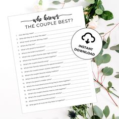 a printable question card with the words who knows the couple best? on it