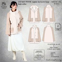 the jacket with raglan sleeves and large sleeves is sewing pattern