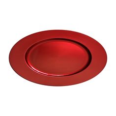 an empty red plate on a white background