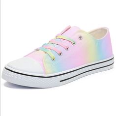 With Soft Durable Canvas, Our Women’s Casual Sneakers Keep Your Feet Comfy And Breathable The Whole Day. Suitable For Any Occasionsthese Lace-Up Sneakers Are Easy For You To Pair With Casual Clothes, Jeans, Shorts, A Good Choice For Office Working, At Home, Shopping Or Attend The Party, Hiking, And Traveling. Trendy Multicolor Summer Sneakers, Rainbow Lace-up Sneakers For Summer, Rainbow Casual Sneakers For Spring, Colorful Casual Sneakers For Spring, Casual Multicolor Sneakers For Spring, Summer Multicolor Lace-up Canvas Shoes, Rainbow Slip-on Casual Sneakers, Multicolor Flat Sneakers For Summer, Colorful Low-top Sneakers For Summer