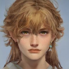 aether artbreeder by sxtt_h Aether Hairstyle, Aether Realistic, Aether With His Hair Down, Aether Haircut, Aether Hair Down, Genshin Impact Traveler Male, Male Fantasy Hairstyles, Aether God Of Light, Freckles Reference