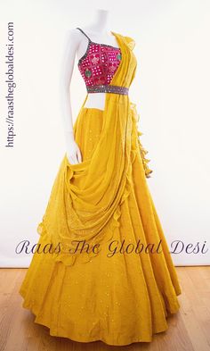 Yellow Chaniya Choli, Global Desi, Choli Dress, Navratri Dress, Wedding Lehenga Designs, Lehnga Dress, Lehenga Online, Traditional Indian Outfits, Indian Bridal Dress