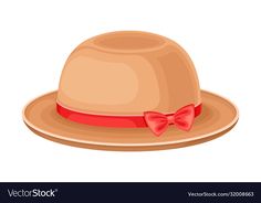 a brown hat with a red bow