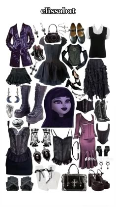 Draculaura Themed Outfit, Elissabat Outfit Inspiration, Raven Queen Inspired Outfits, Draculara Inspired Fit, Elissabat Outfit, Monster High Characters Aesthetic