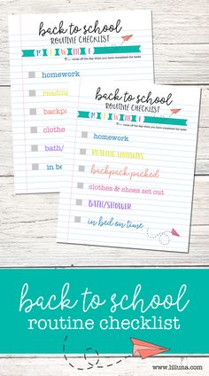 the back to school routine checklist is shown