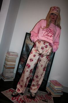 Channeling our inner girly moment with these super fetch flower print satin trousers. Elevate that comfy look or be the baddest in the office! We loved this look with our Heartbreak Club Oversized Sweatshirt & Voidz Silver Metallic Loafers but could easily transition into an office look with a pair of cutesy heels. Sierra is 5’8”, size 2, wearing a small. XS (0) S (2-4) M (6-8) L (10-12) Spring Pink Satin Bottoms, Casual Satin Pants For Spring, Satin Pants For Spring Loungewear, Satin Loungewear Pants For Spring, Chic Rose Print Bottoms For Spring, Chic Spring Bottoms With Rose Print, Trendy Floral Print Bottoms For Loungewear, Feminine Floral Print Wide Leg Bottoms, Floral Print Relaxed Fit Bottoms For Pajama Party