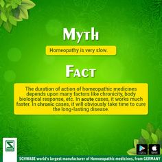 Homeopathy fact of the day! #Myth #Fact #Homoeopathic #SchwabeIndia Myth Fact, Myths And Facts, Fact Of The Day, Homeopathic Medicine, Study Time, Doctor Medical, Self Care