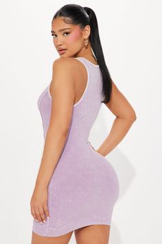 Available In Lavender. Ribbed Mini Dress Notch Neck Sleeveless Distressed Racerback Stretch Length = 33" Disclaimer: Due To The Specialized Wash & Distressing Process, Each Garment Is Unique. Self: 95% Cotton 5% Spandex Imported | Lavish Lavender Mini Dress size Small by Fashion Nova Lavender Mini Dress, Lavender Fashion, Service Women, Ribbed Mini Dress, Matching Dresses, Large Size Dresses, Clothes For Sale, Dresses For Sale, Fashion Nova