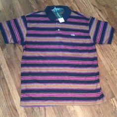 Nwt. Approximate Measurements: Shoulder 18". Pit To Pit 19". Length 27". Navy, Red, Purple, Yellow Stripes. Tag Size Is L. Please Refer To Measurments. For Teens Or Men. Multicolor Collared T-shirt With Relaxed Fit, Multicolor Relaxed Fit Collared T-shirt, Casual Multicolor Polo Collar Shirt, Casual Short Sleeve Polo Shirt For Fall, Polo Shirt Colors, Yellow Stripes, Red Purple, Shirt Color, Polo Shirt