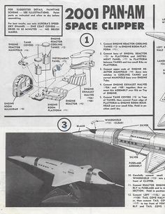 an advertisement for the pan - am space clipper, with instructions on how to use it