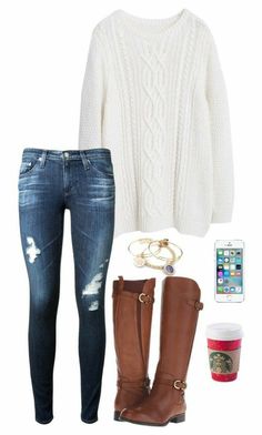 Fall And Winter Clothes, White Sweater And Jeans Outfit, White Sweater Outfit, Comfy Winter, Mode Casual, Knit Sweaters, Cute Fall Outfits, Holiday Shopping, White Sweater