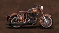 a motorcycle is shown on a brown background