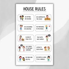 the house rules sticker is shown on a white background