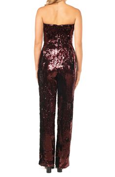 Dress the Population Andy Sequin Strapless Jumpsuit | Nordstrom Designer Jumpsuits, Strapless Jumpsuit, Dress The Population, Pink Sequin, Wide Legs, Sweetheart Neck, Jumpsuit Dress, Dress Shop, Hot Pink