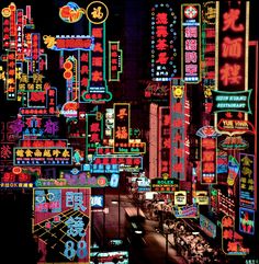 a city filled with lots of neon signs