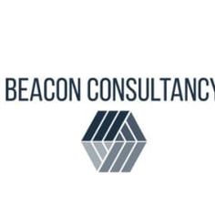 beacon consulting logo with the words beacon consulting in black and grey on a white background