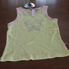 Yellow With Pink Braid . Bling Butterfly In Front. 100 % Cotton Throwing Fits, Tanktop Girl, Tank Girl, Pink Yellow, Kids Shirts, Shirts Tops, Tank Top, Tank Tops, Yellow