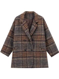 Checked Coat, Plaid Sleeve, Loose Coats, Longline Coat, Wool Overcoat, Outwear Coat, Women Overcoat, Tweed Coat, Sleeves Clothing