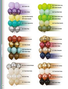 balloons are arranged in different colors and sizes, with the names below them on each balloon