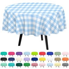 an image of a table cloth with different colors on it and the same pattern in each color