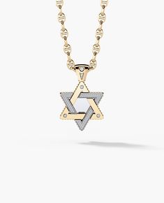 This handmade star of David pendant is available in gold and platinum and fully customizable with natural black or white diamonds and any engraving your bold heart desires. White Gold Star Of David Jewelry With Polished Finish, White Gold Star Of David Polished Jewelry, Luxury White Gold Star Of David Jewelry, Luxury White Star Of David Jewelry, Luxury Star Of David Necklace With Diamond Accents, Luxury Star Of David Necklace With Star Charm, Yellow Gold Star Of David Necklace With Polished Finish, Luxury Diamond Star Of David Necklace, Pinky Signet Ring