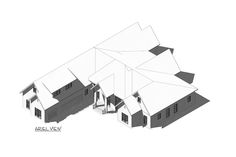 an architectural drawing of a house with two stories and three dormers on the roof