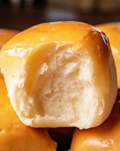 a close up of doughnuts on a plate